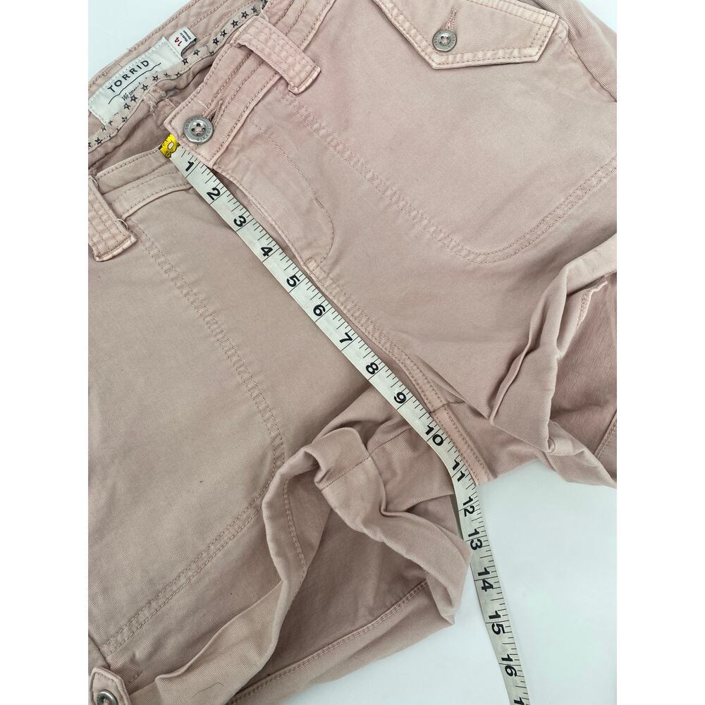 Torrid Pink Jean Roll Hem Shorts Slant Pockets Button size 14 - Picture 8 of 11